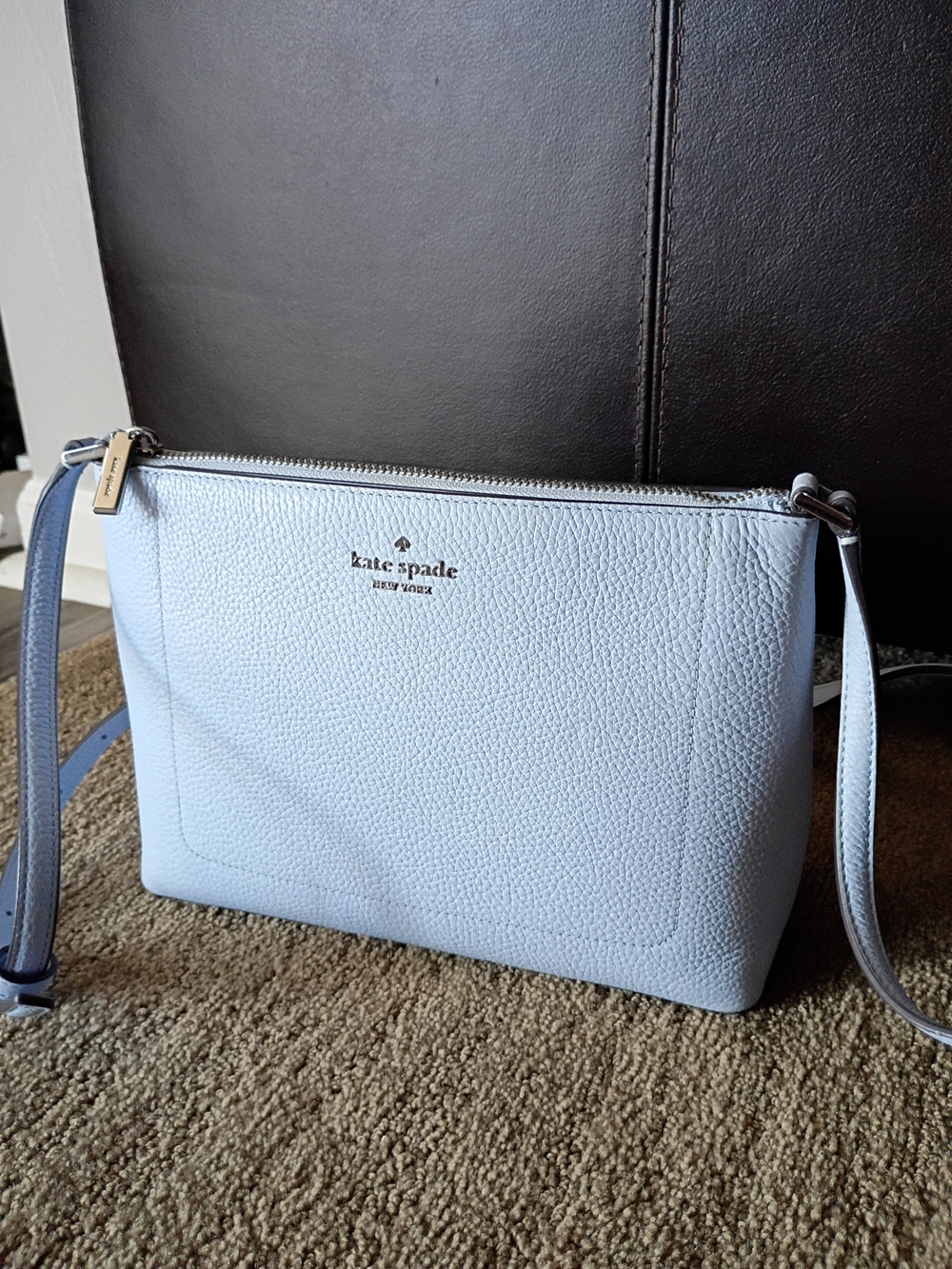 kate spade Pale Blue Pebbled Leather Crossbody Bag